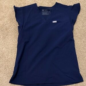 Figs navy flutter sleeve top